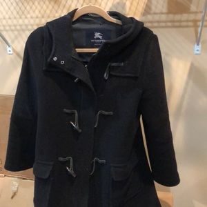 Burberry black coat with hood
